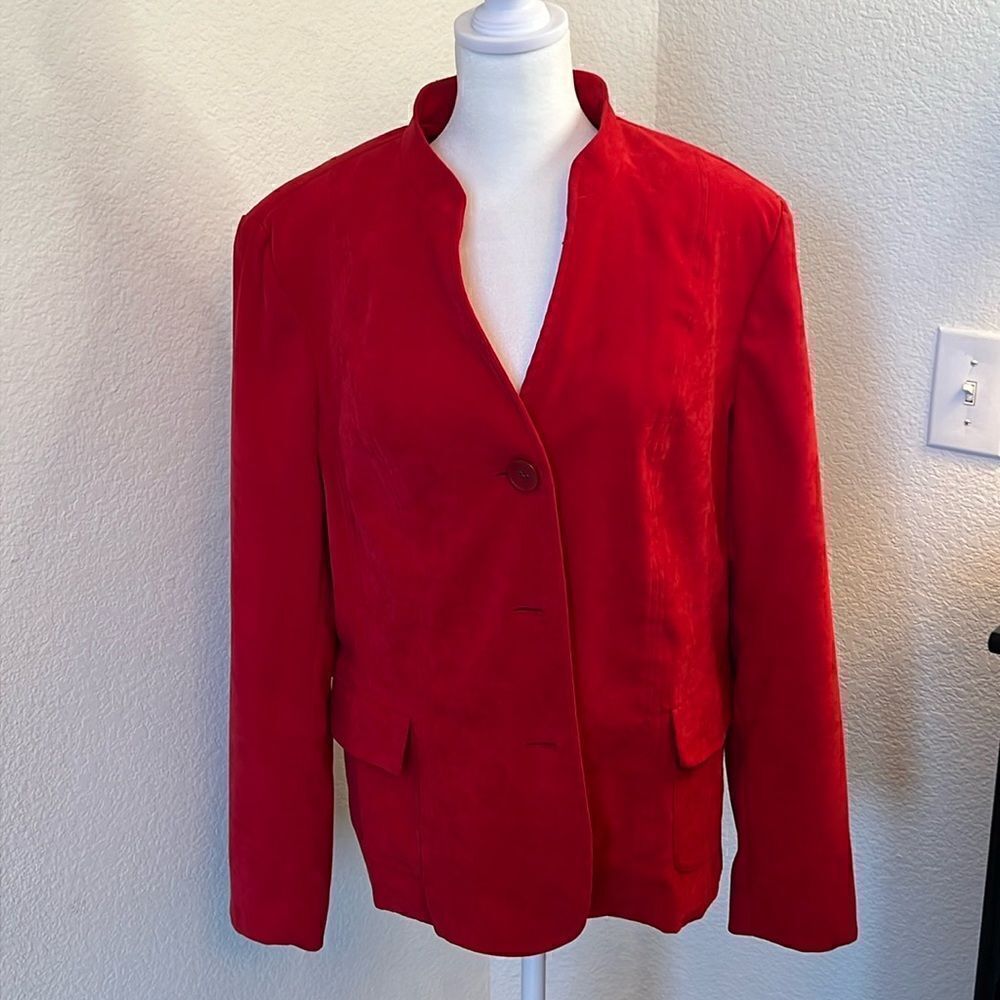 JM Collection Red Faux Suede Blazer - Size 14